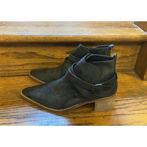 Free People Boots Women's 39 (8.5) Washed Black Back Loop Ankle Bootie - Picture 2 of 12